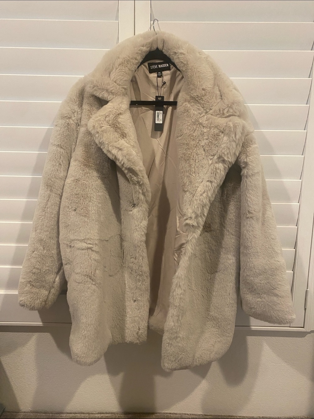 Steve Madden Cream Faux Fur Teddy Jacket